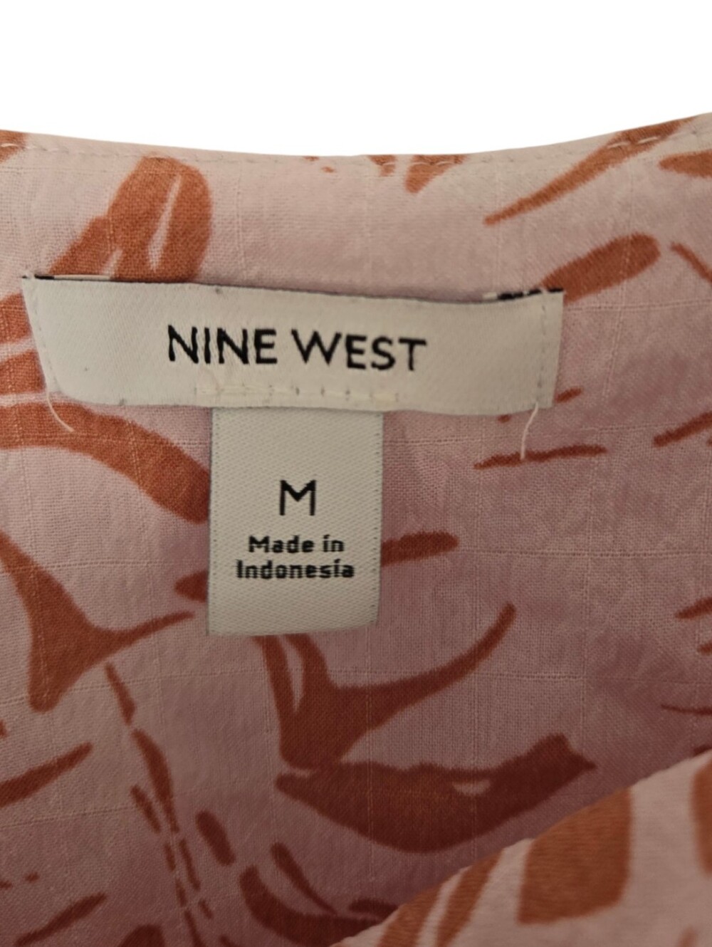 Nine West Medium Pink Rust Tropical Print Ruffle Tank Top Boho - Picture 3 of 4